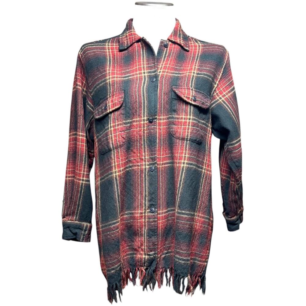 Vintage Breeches Wool Fringe Button Up Plaid Large